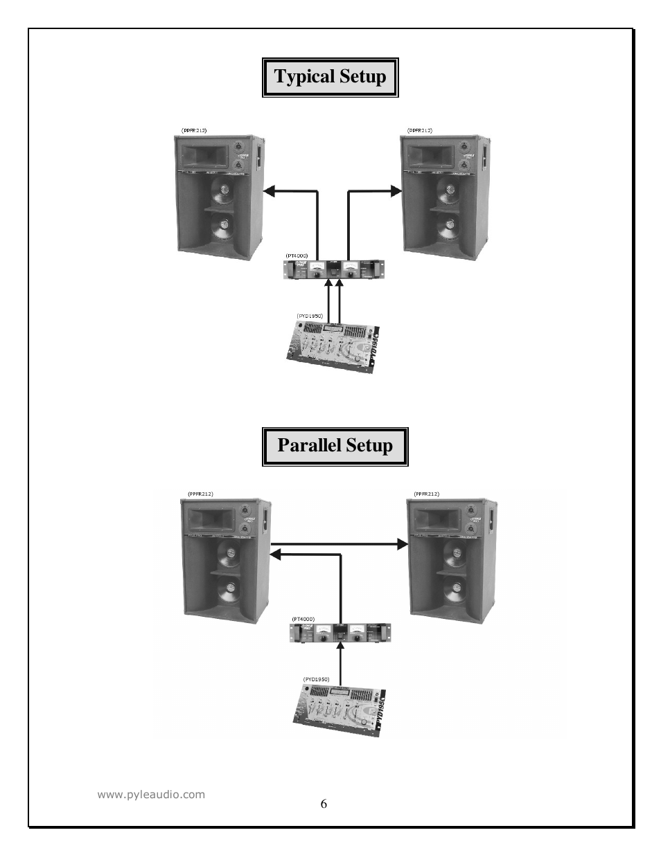 Parallel setup typical setup | PYLE Audio PPFR212 User Manual | Page 6 / 7