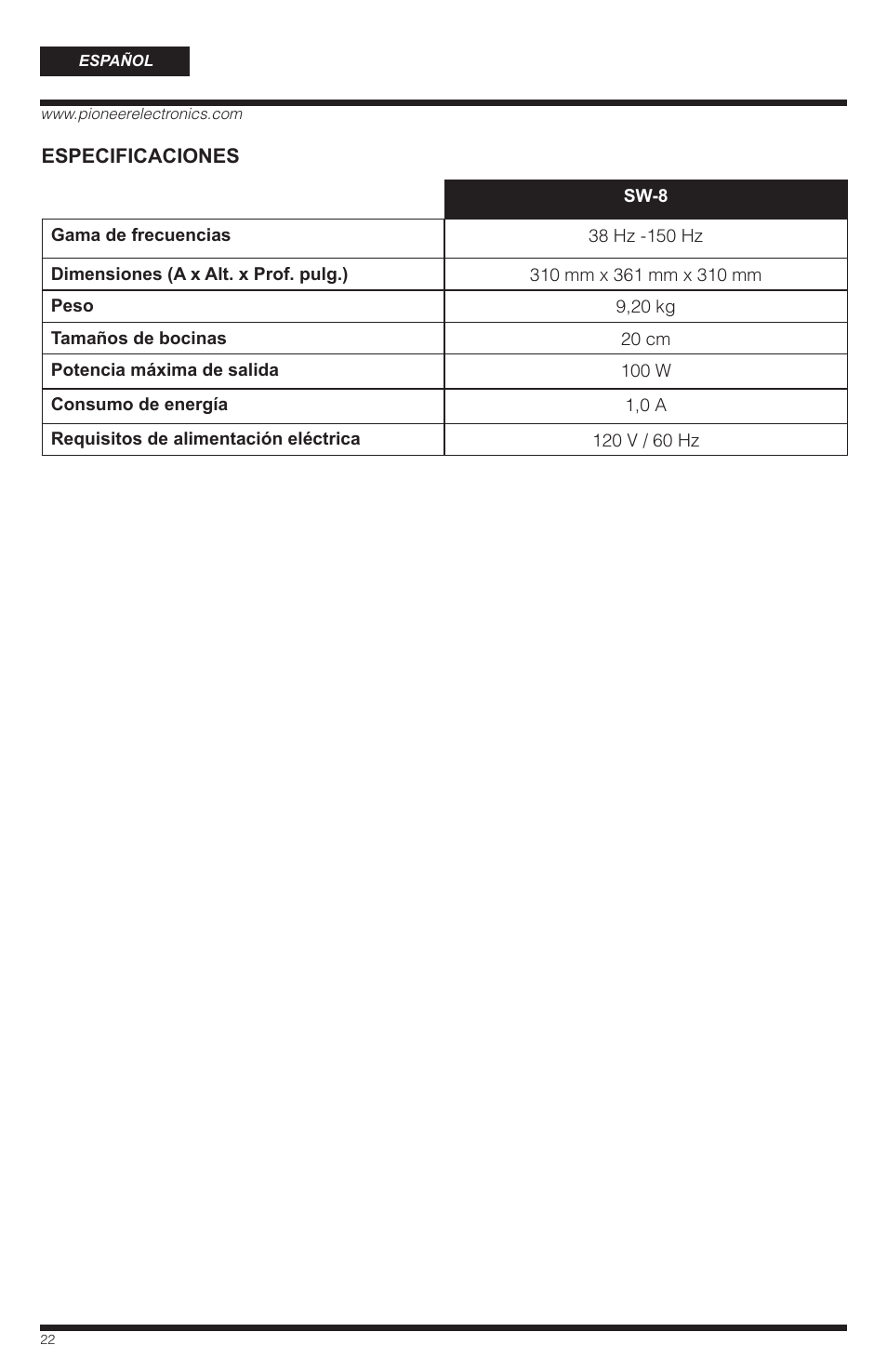 PYLE Audio SW-8 User Manual | Page 22 / 24