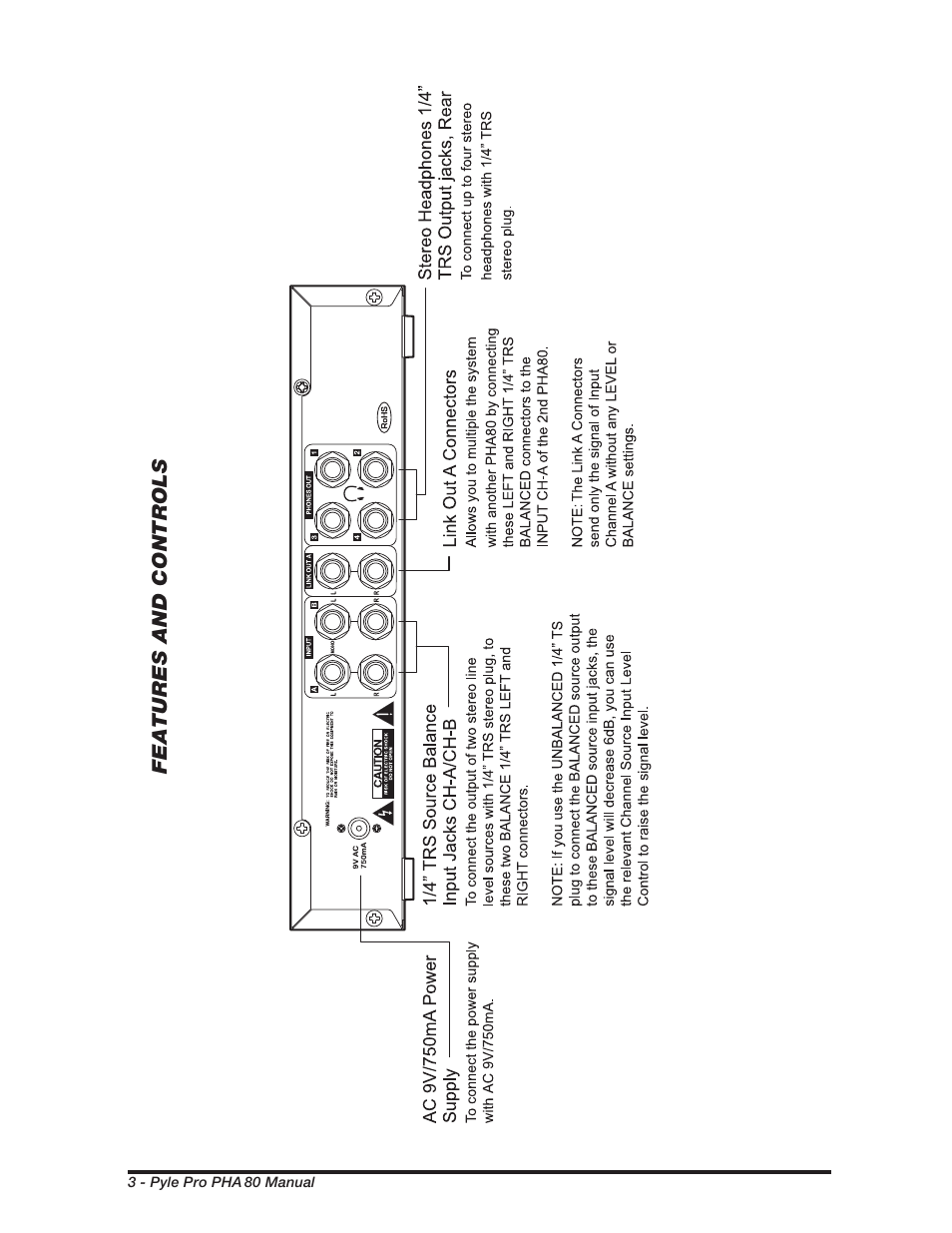 Features and controls | PYLE Audio PHA80 User Manual | Page 4 / 8