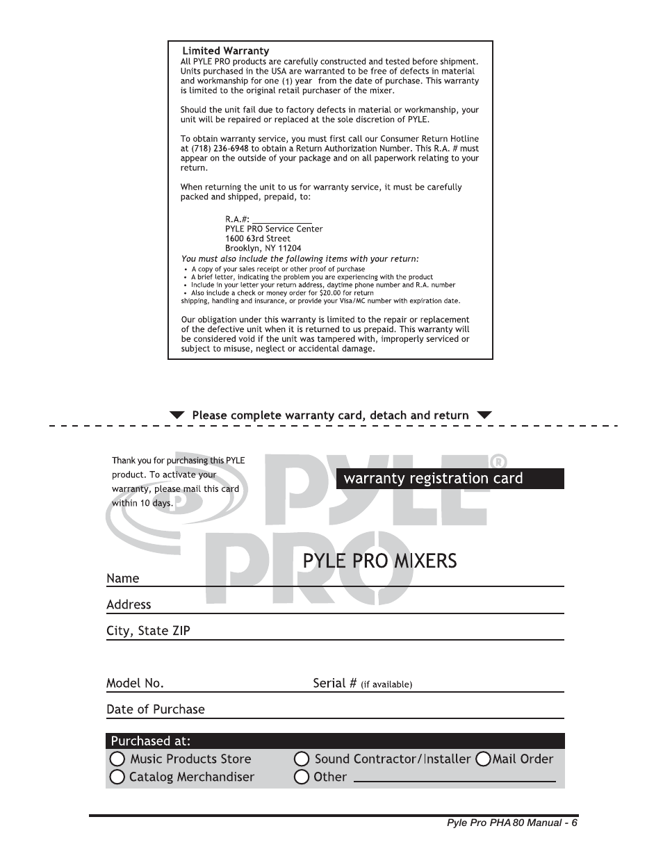 PYLE Audio PHA80 User Manual | Page 7 / 8