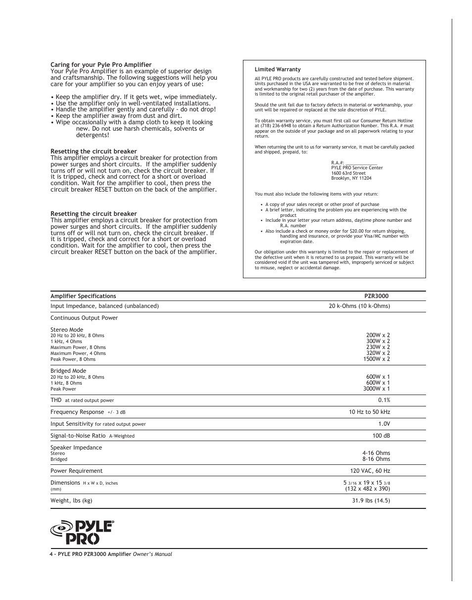 PYLE Audio PZR3000 User Manual | Page 6 / 8