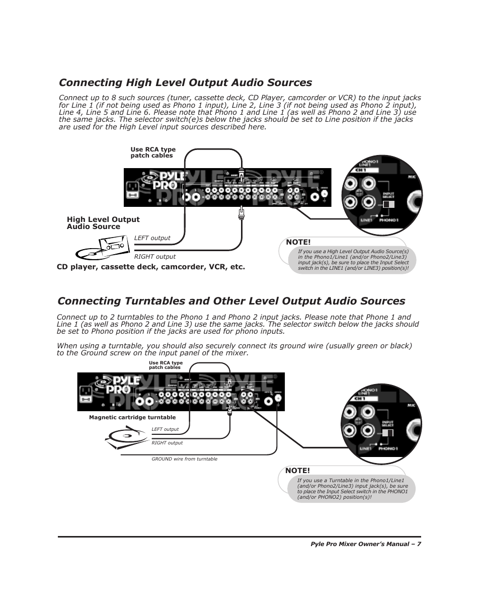 Connecting high level output audio sources | PYLE Audio PYD-1918 User Manual | Page 9 / 16