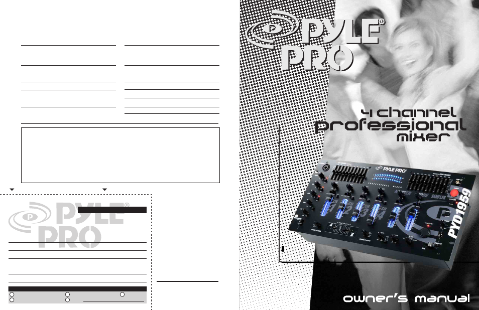 PYLE Audio Mixer PYD1939 User Manual | 8 pages