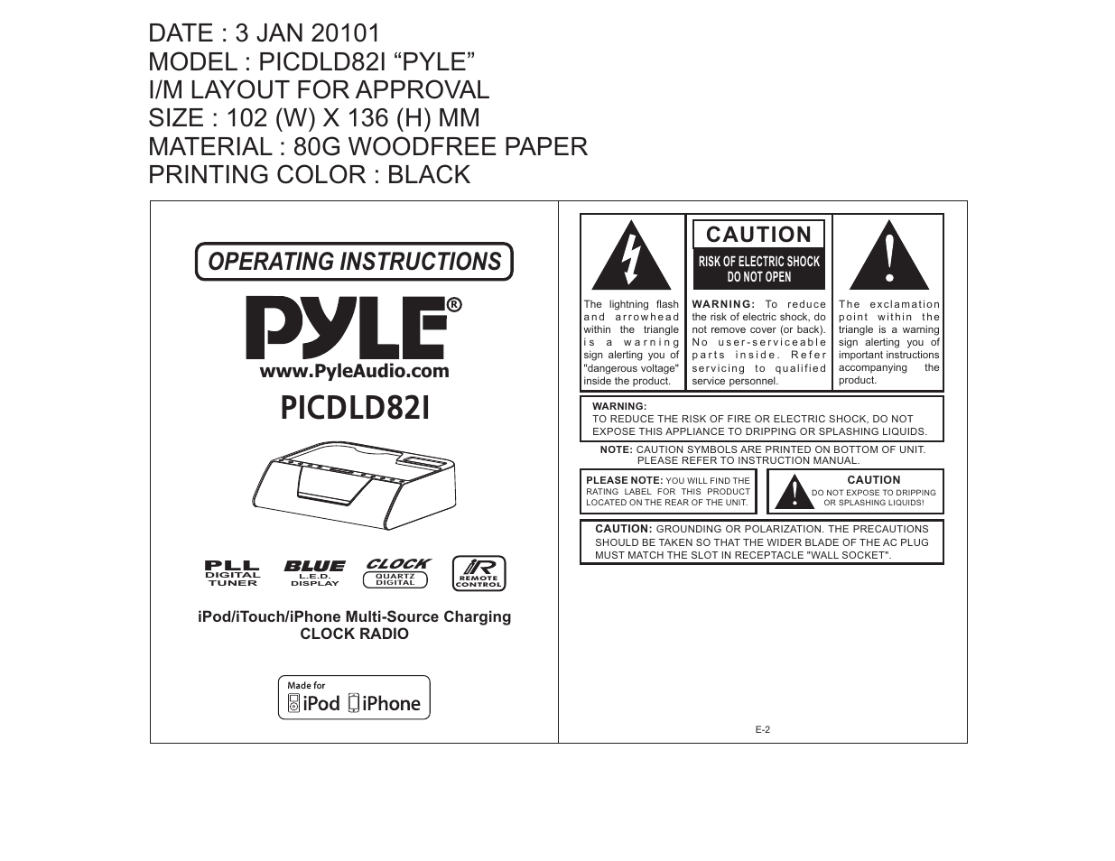 PYLE Audio PICDLD82I User Manual | 7 pages