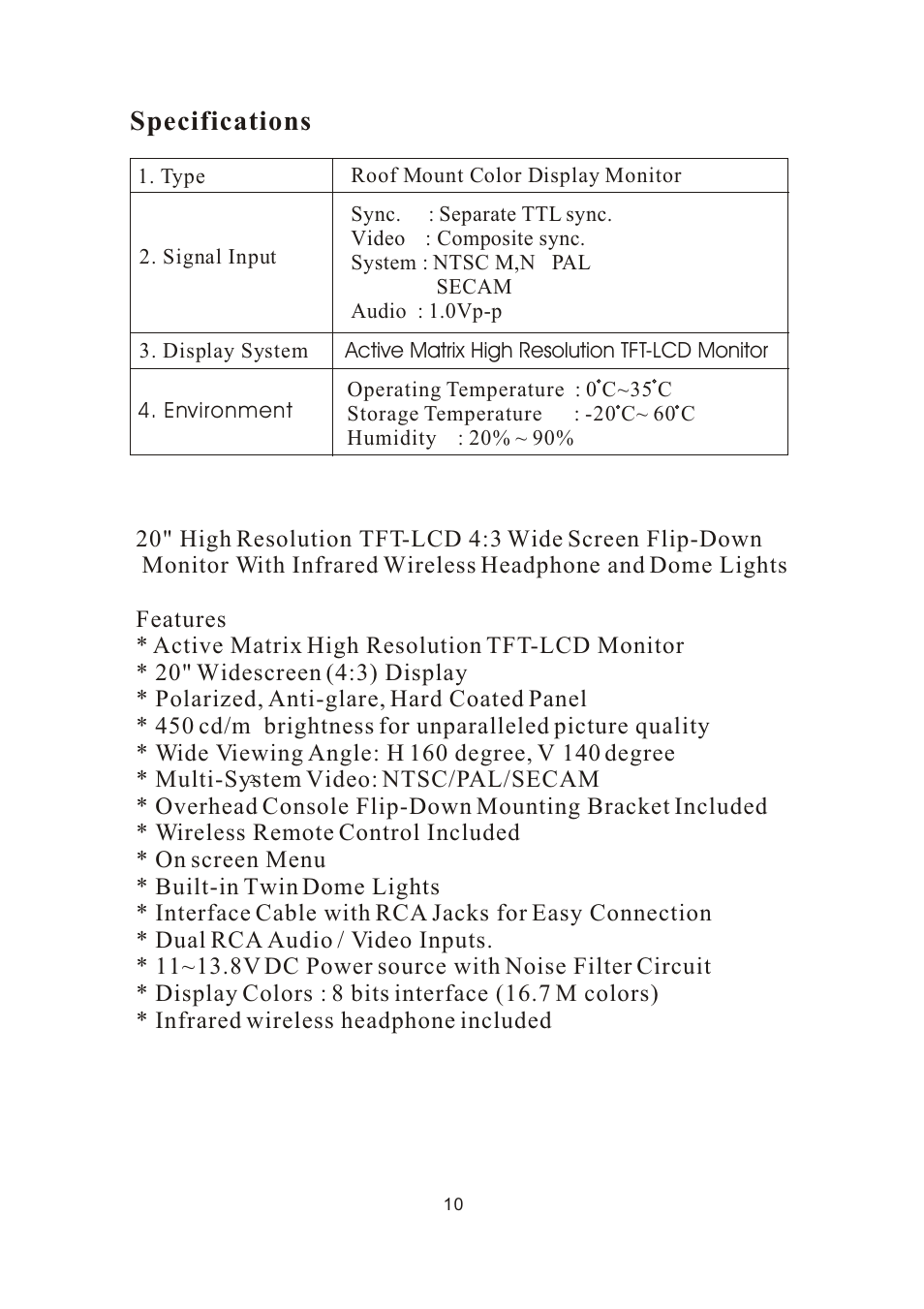 Specifications | PYLE Audio PLVW20T User Manual | Page 11 / 17