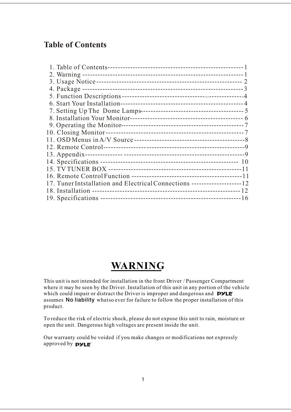 PYLE Audio PLVW20T User Manual | Page 2 / 17