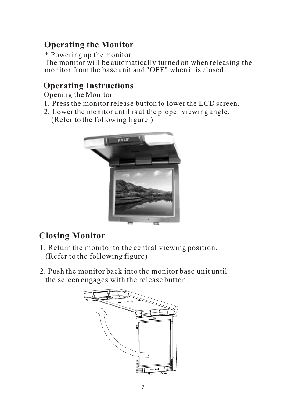 Closing monitor | PYLE Audio PLVW20T User Manual | Page 8 / 17