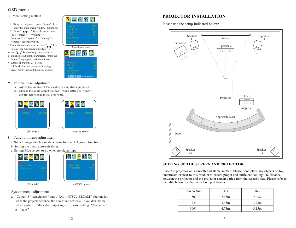 Projector installation | PYLE Audio PRJV66 User Manual | Page 6 / 9