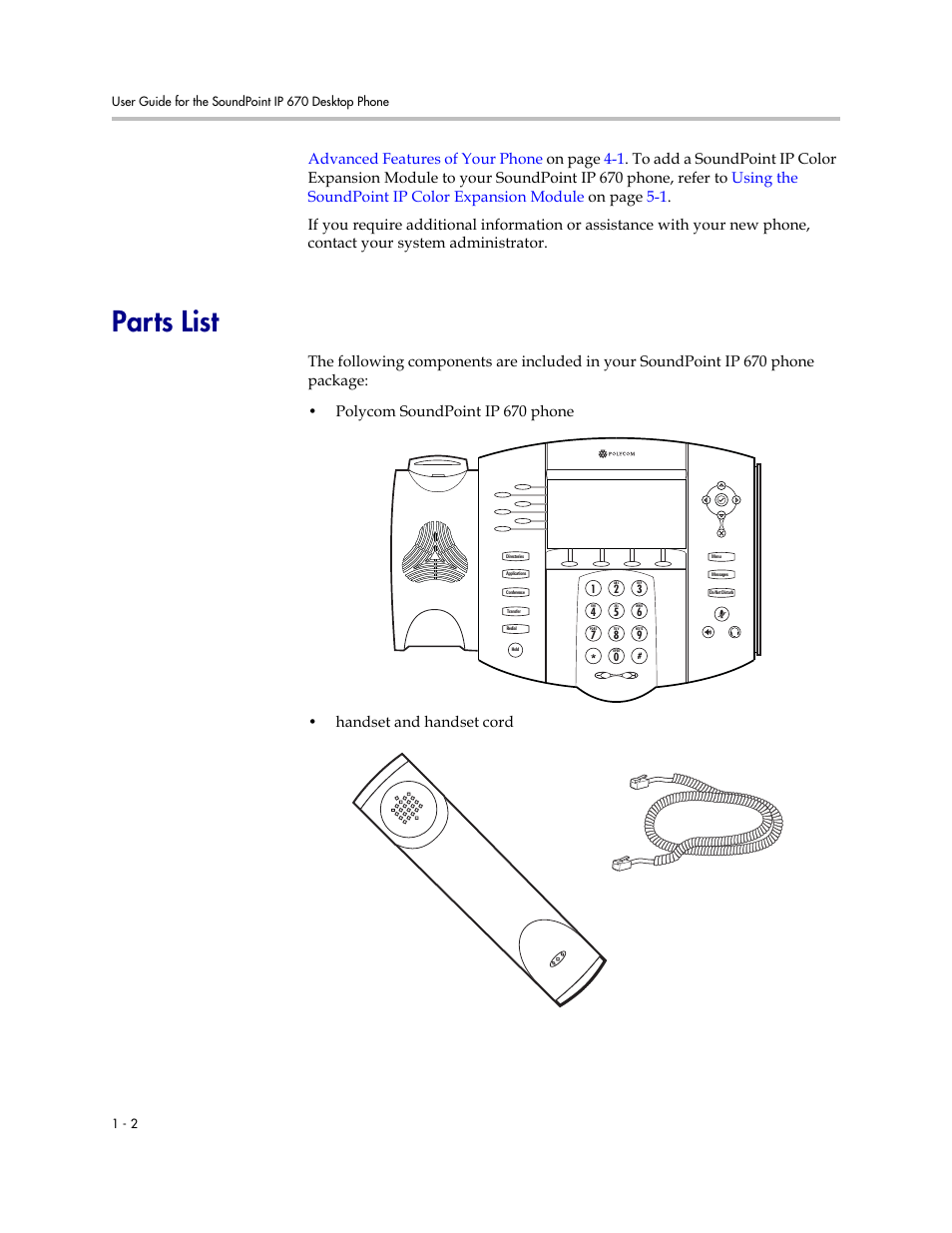 Parts list, Parts list –2 | PYLE Audio SOUNDPOINT IP 670 User Manual | Page 10 / 126