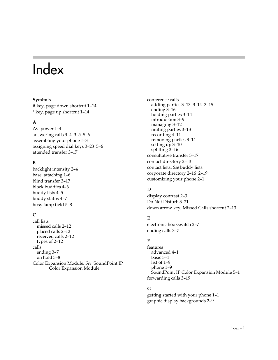 Index | PYLE Audio SOUNDPOINT IP 670 User Manual | Page 119 / 126