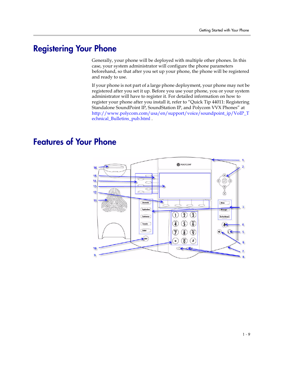 Registering your phone, Features of your phone | PYLE Audio SOUNDPOINT IP 670 User Manual | Page 17 / 126