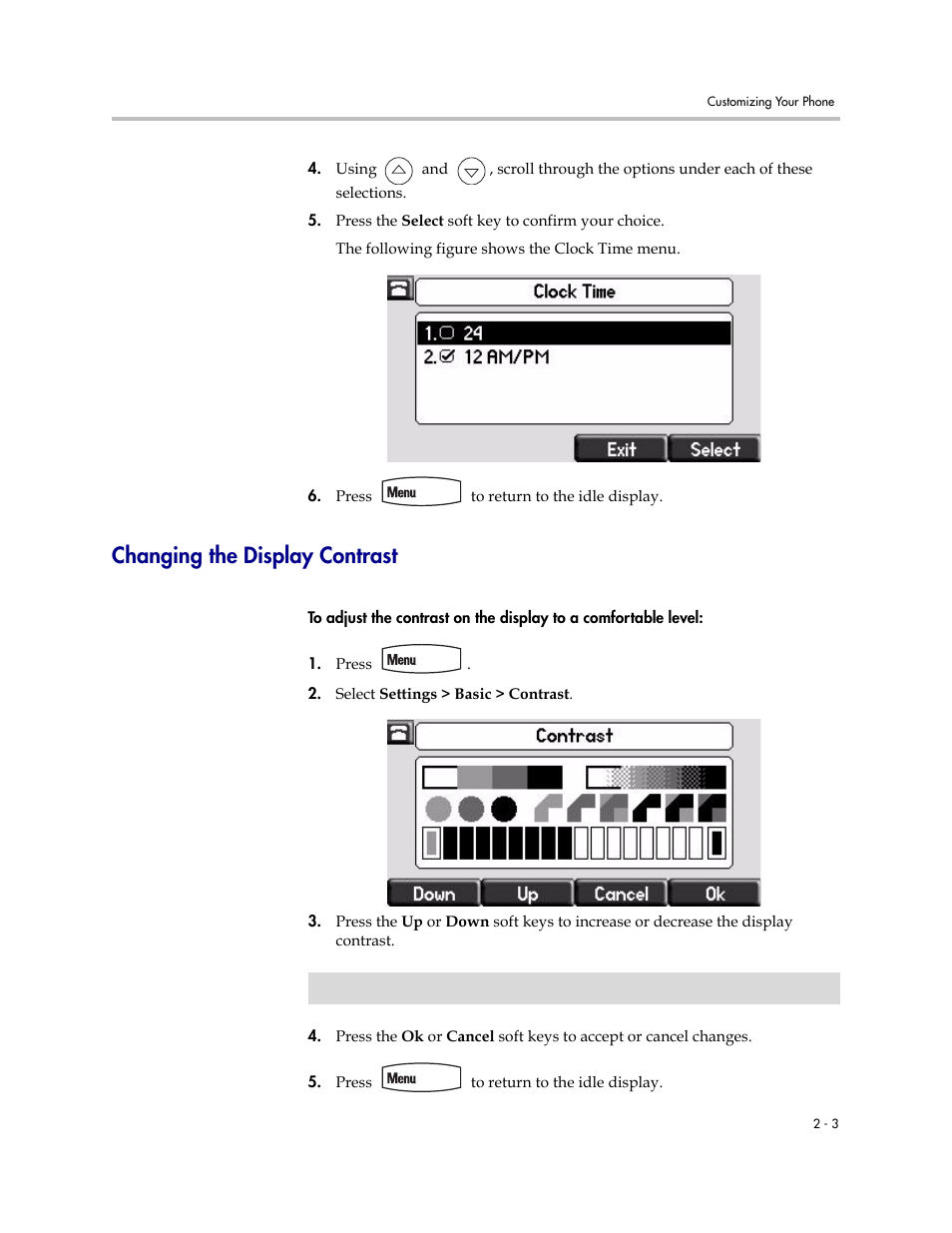 Changing the display contrast, Changing the display contrast –3 | PYLE Audio SOUNDPOINT IP 670 User Manual | Page 27 / 126