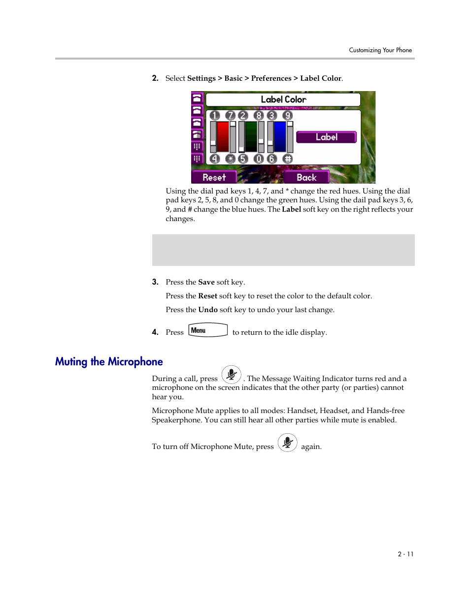 Muting the microphone, Muting the microphone –11 | PYLE Audio SOUNDPOINT IP 670 User Manual | Page 35 / 126