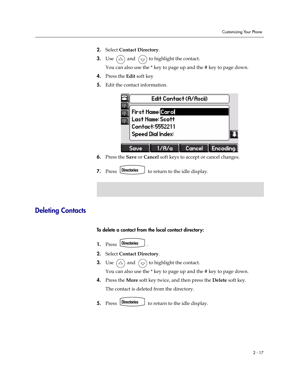 Deleting contacts, Deleting contacts –17 | PYLE Audio SOUNDPOINT IP 670 User Manual | Page 41 / 126