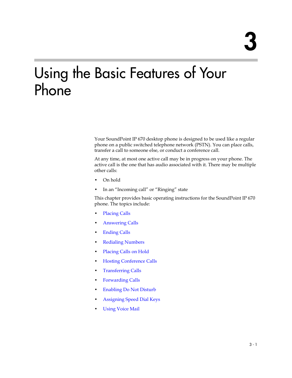 Using the basic features of your phone, 3 using the basic features of your phone –1, Using the basic features of your | Phone, Using the basic features of, Your phone | PYLE Audio SOUNDPOINT IP 670 User Manual | Page 51 / 126