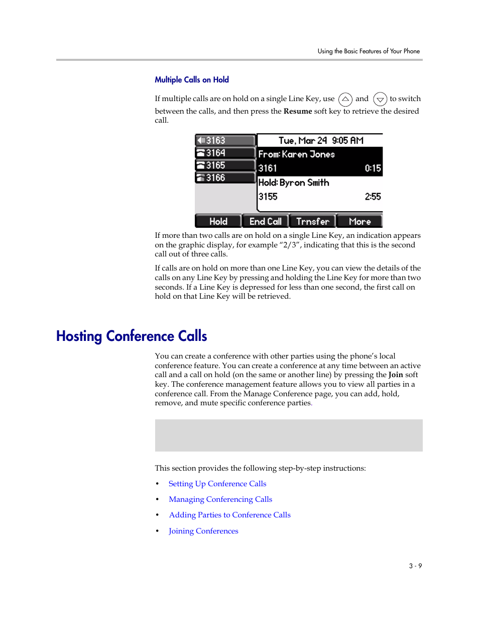 Hosting conference calls, Hosting conference calls –9 | PYLE Audio SOUNDPOINT IP 670 User Manual | Page 59 / 126