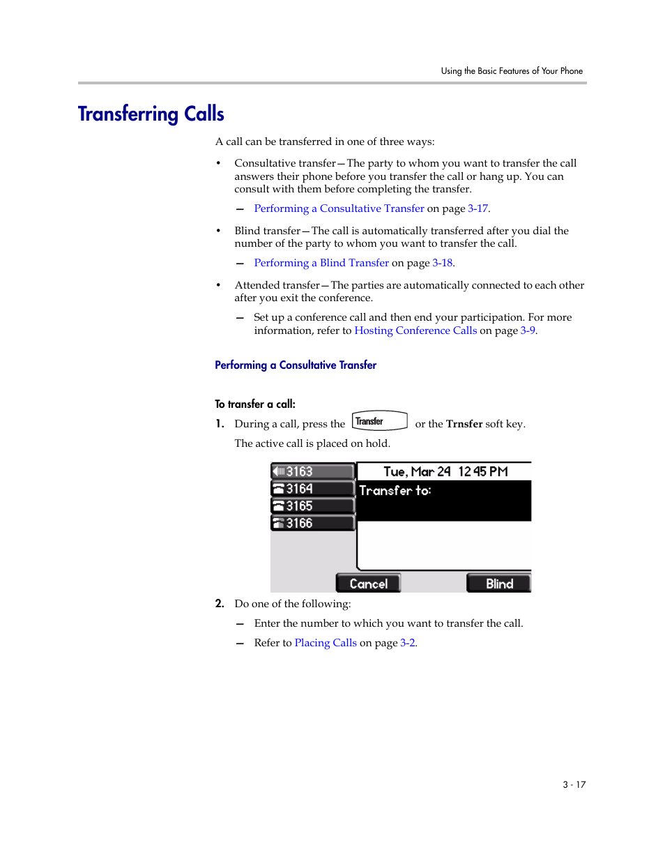 Transferring calls, Transferring calls –17 | PYLE Audio SOUNDPOINT IP 670 User Manual | Page 67 / 126