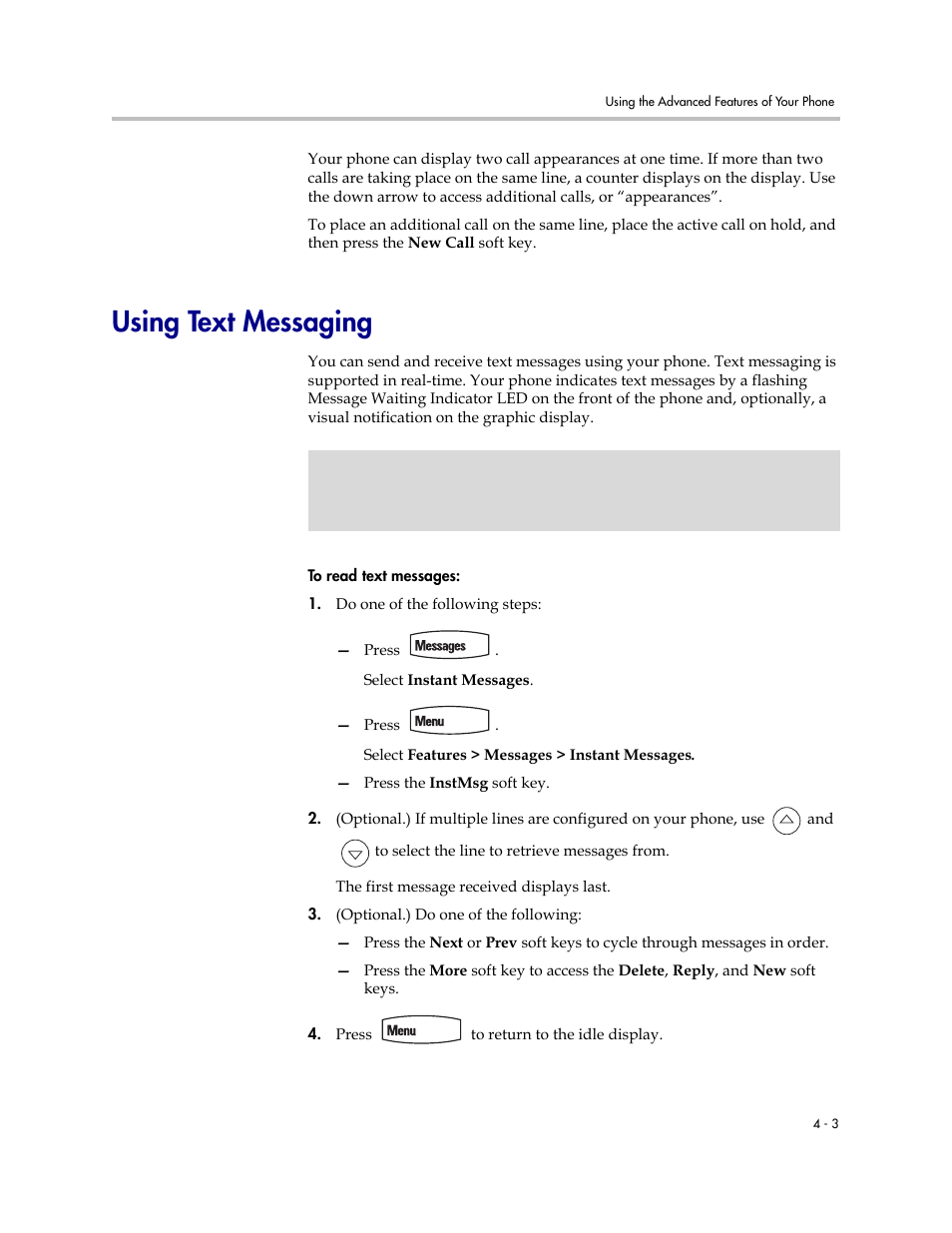 Using text messaging, Using text messaging –3 | PYLE Audio SOUNDPOINT IP 670 User Manual | Page 79 / 126