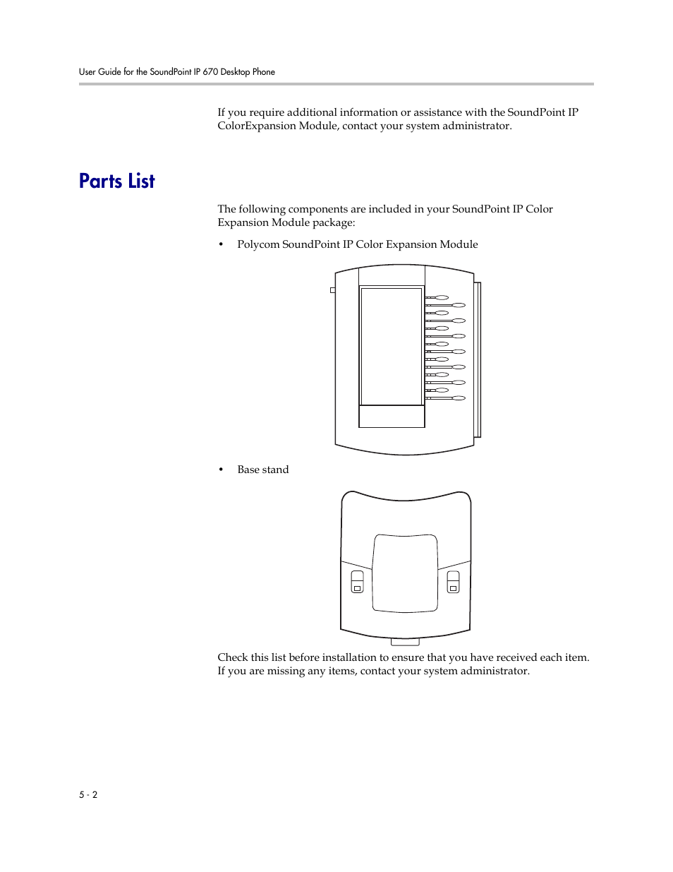 Parts list, Parts list –2 | PYLE Audio SOUNDPOINT IP 670 User Manual | Page 96 / 126