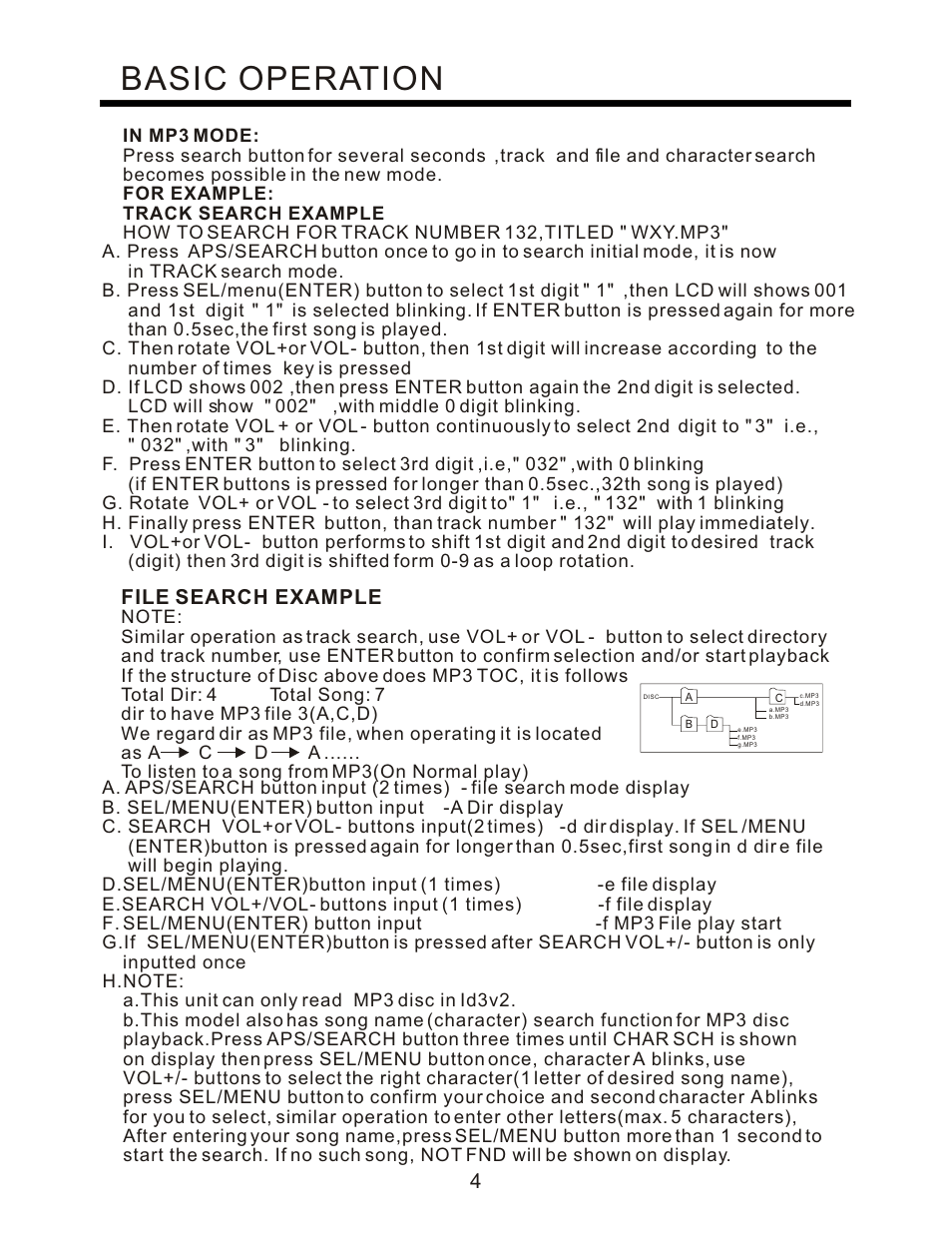 Basic operation, File search example | PYLE Audio PLCD95UM User Manual | Page 5 / 12