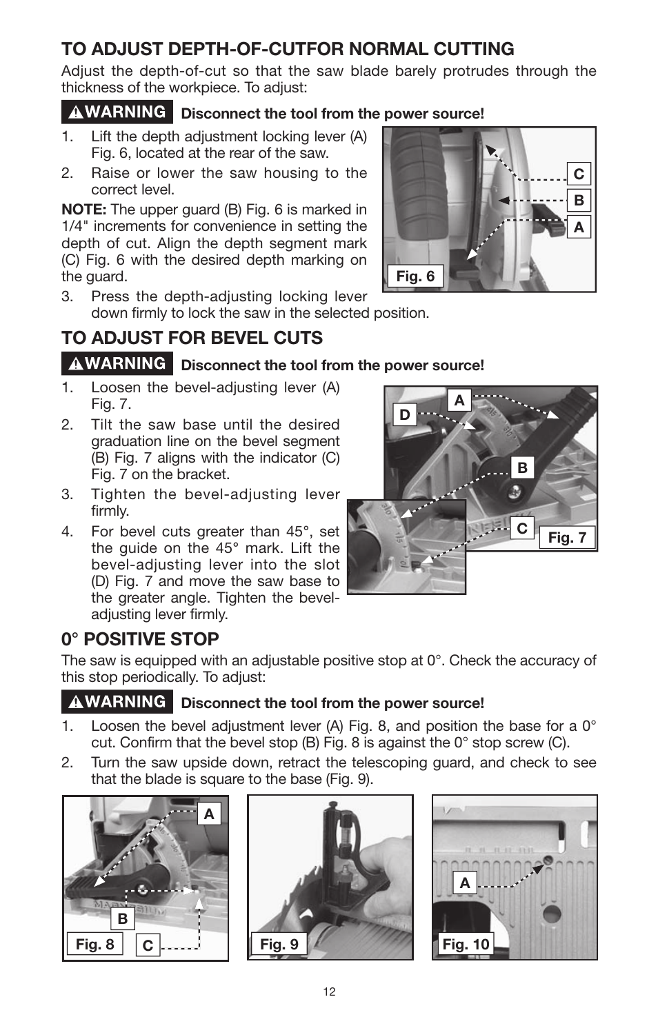 0° positive stop | PYLE Audio 324MAG User Manual | Page 12 / 56