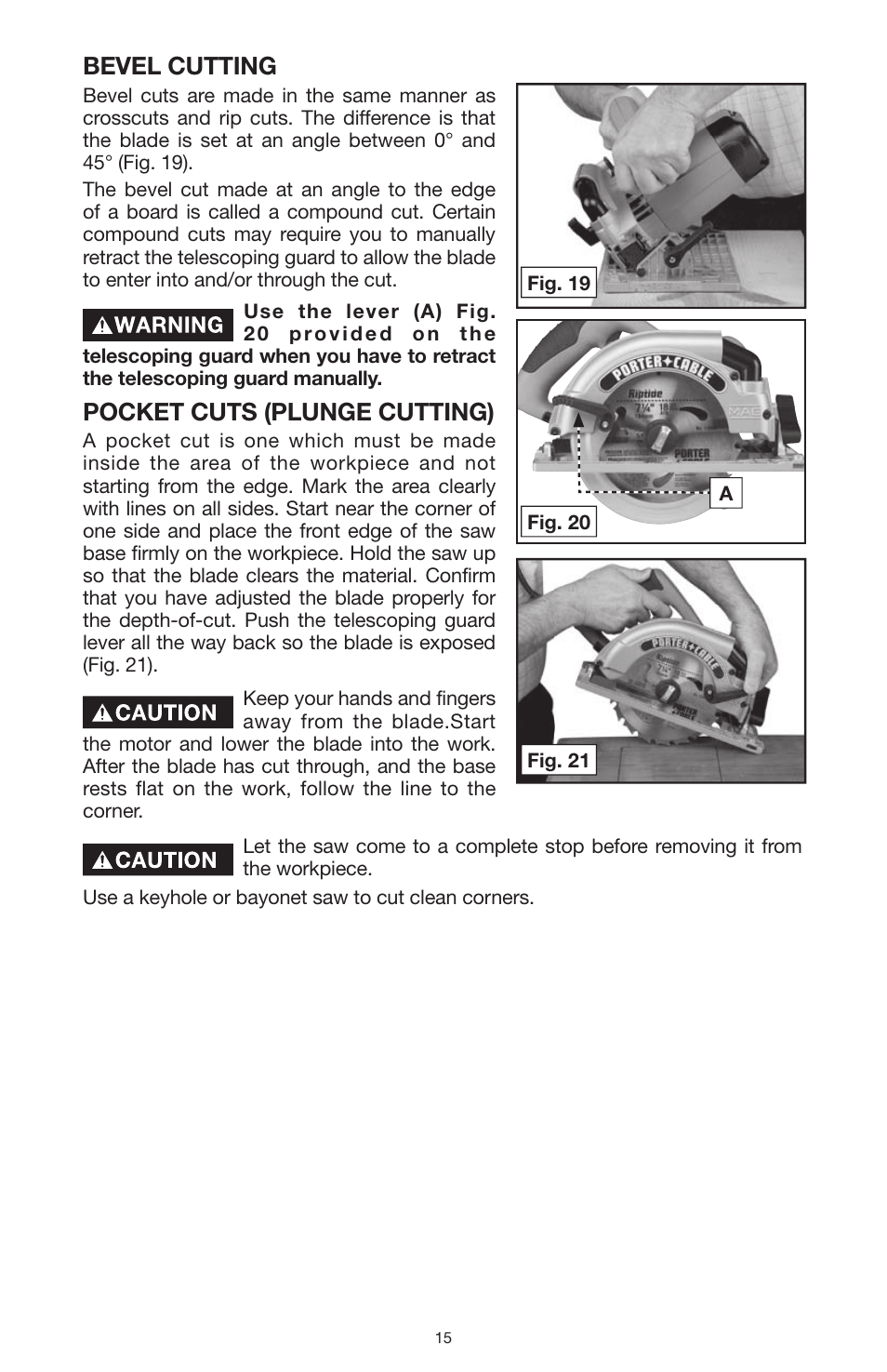 Bevel cutting, Pocket cuts (plunge cutting) | PYLE Audio 324MAG User Manual | Page 15 / 56