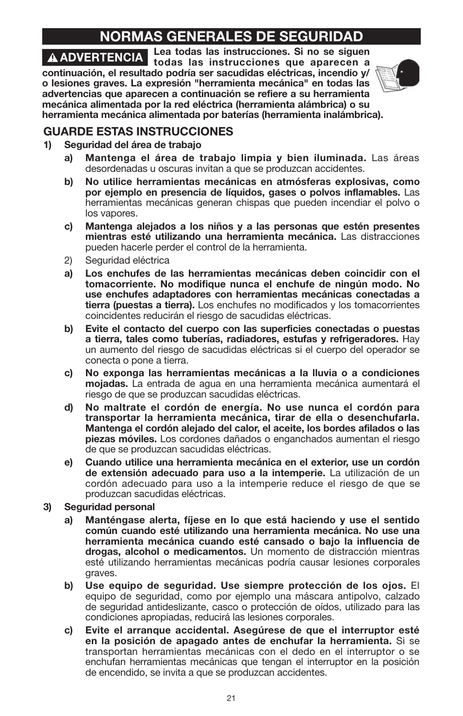 Normas generales de seguridad, Guarde estas instrucciones | PYLE Audio 324MAG User Manual | Page 21 / 56