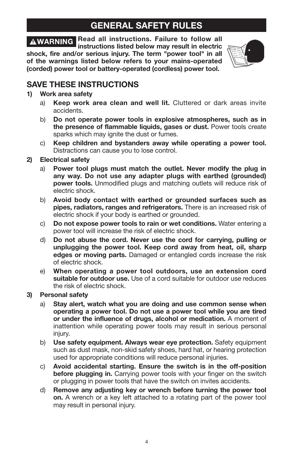 General safety rules, Save these instructions | PYLE Audio 324MAG User Manual | Page 4 / 56