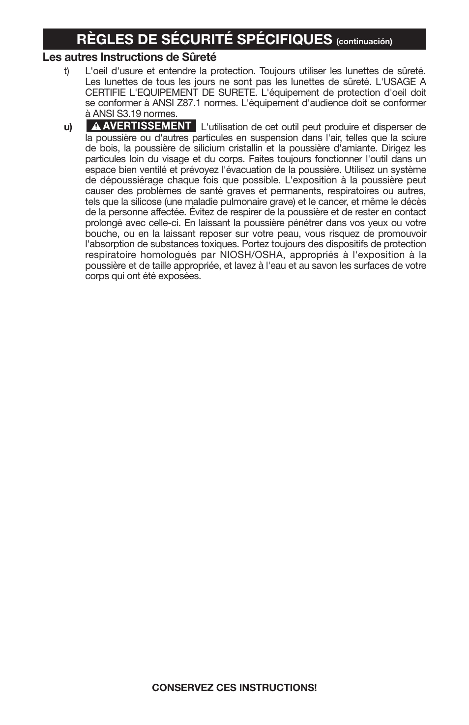 Règles de sécurité spécifiques, Les autres instructions de sûreté | PYLE Audio 324MAG User Manual | Page 43 / 56