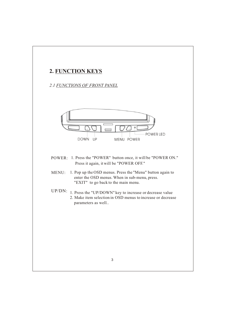 Function keys | PYLE Audio VIEW PLVW1045R User Manual | Page 4 / 7