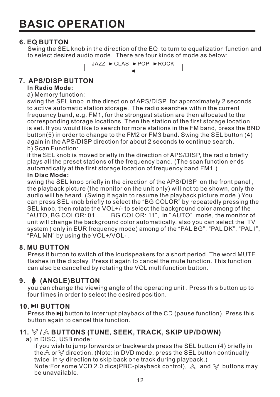 Basic operation | PYLE Audio PLD58MUT User Manual | Page 13 / 26