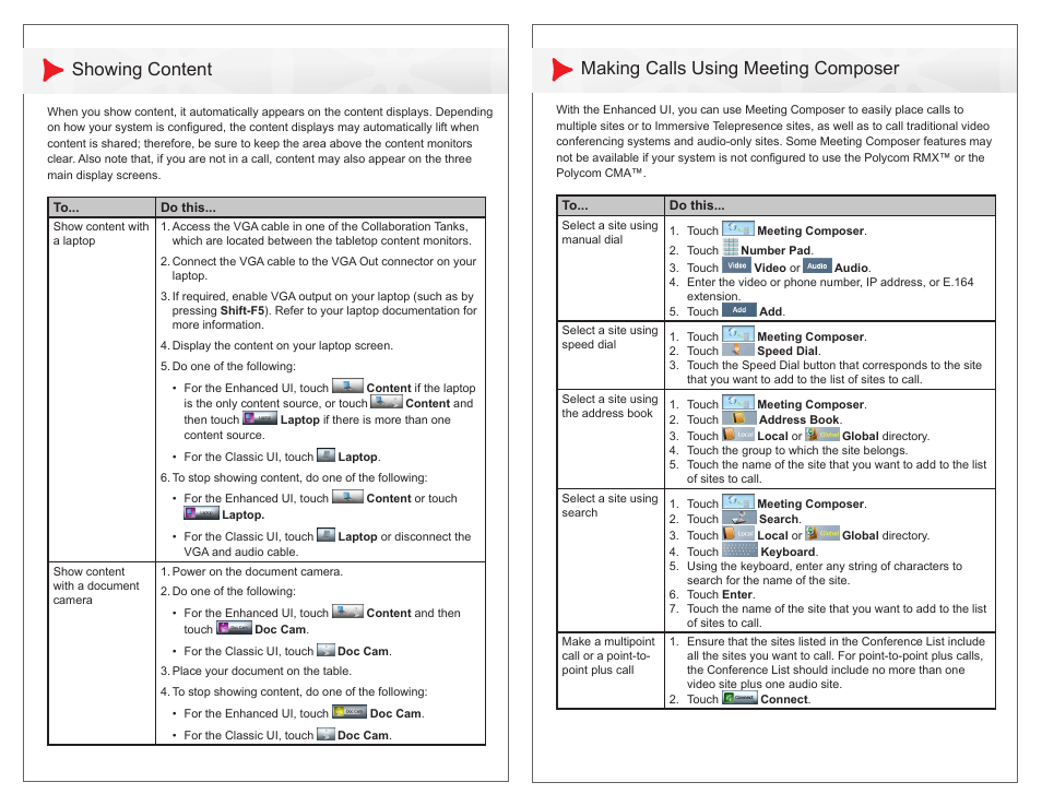 Showing content, Making calls using meeting composer | PYLE Audio OTXTM 300 User Manual | Page 2 / 2