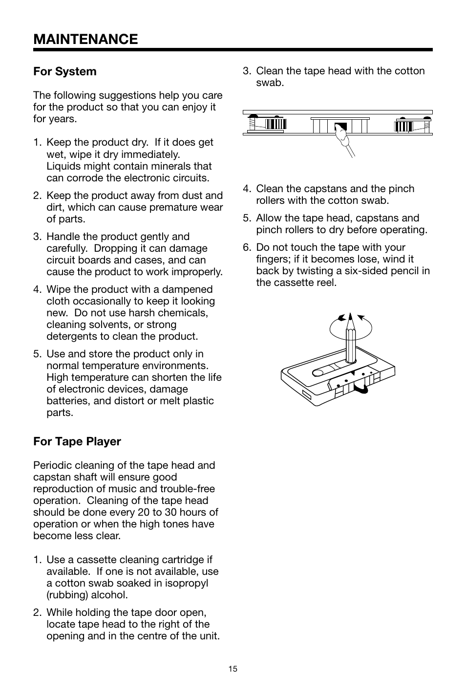 Maintenance | PYLE Audio PLCDCS330MP User Manual | Page 15 / 16