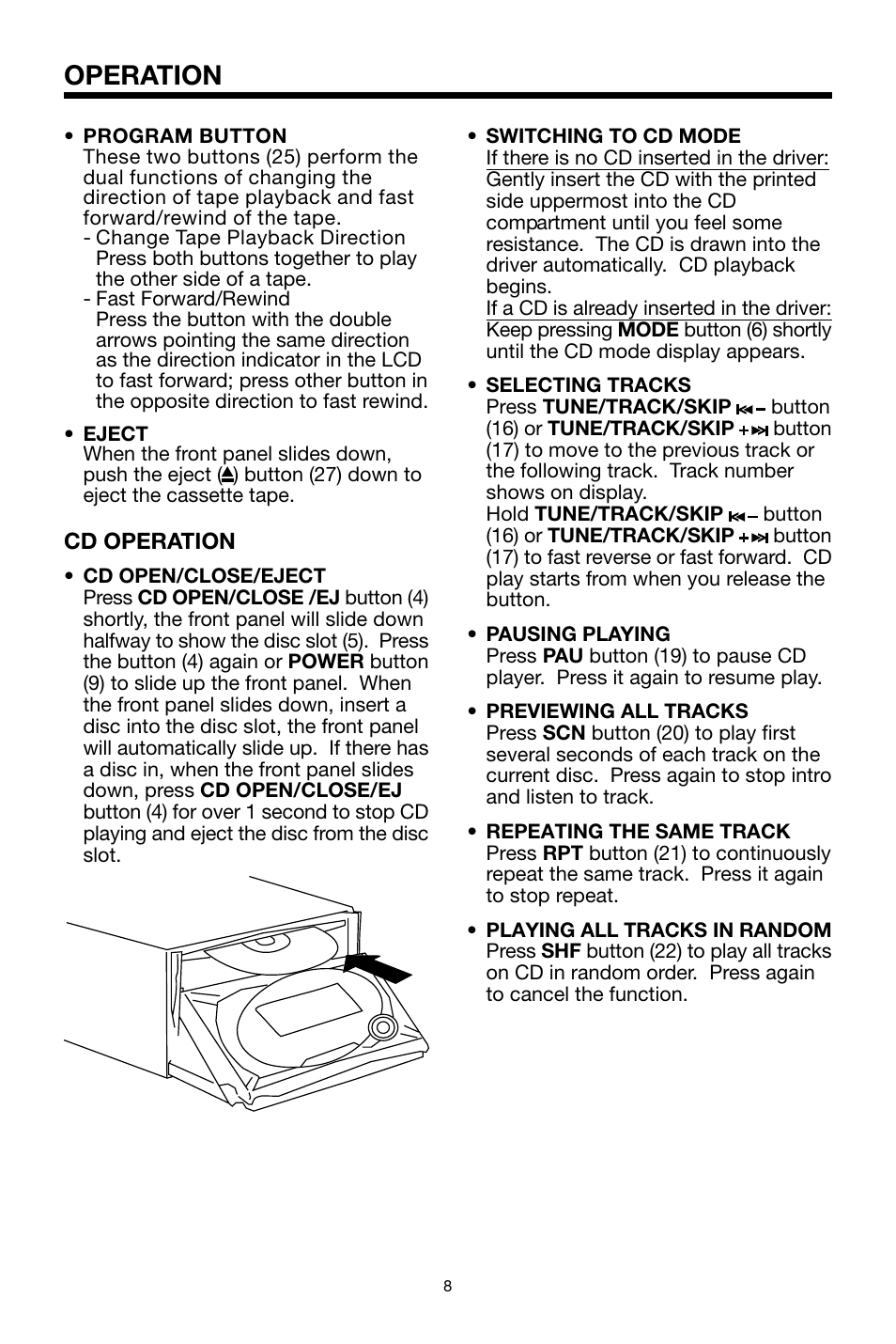 Operation | PYLE Audio PLCDCS330MP User Manual | Page 8 / 16