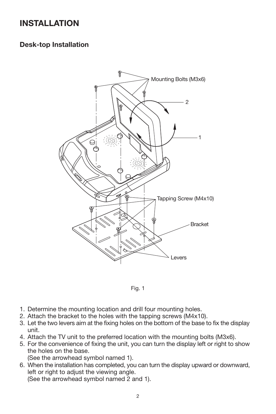 Installation, Desk-top installation | PYLE Audio PLVWR70IR User Manual | Page 2 / 12
