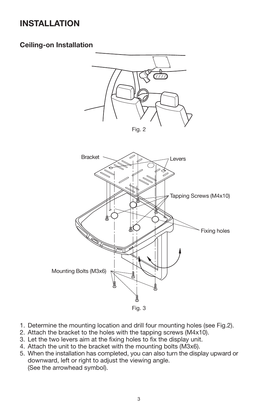 Installation, Ceiling-on installation | PYLE Audio PLVWR70IR User Manual | Page 3 / 12