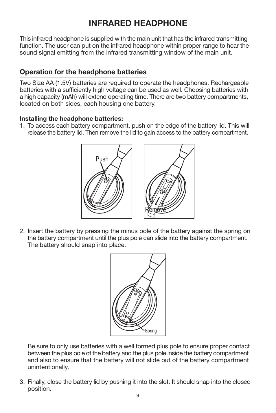 Infrared headphone | PYLE Audio PLVWR70IR User Manual | Page 9 / 12