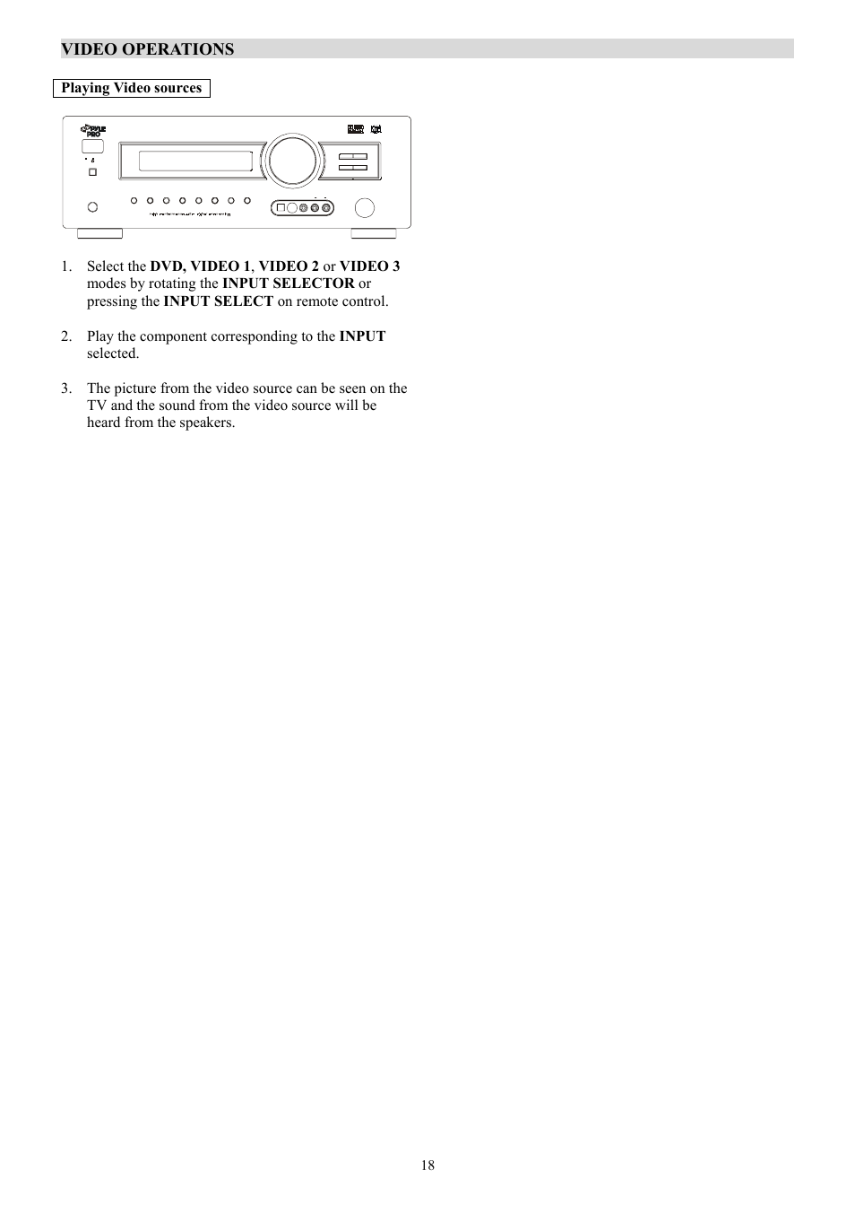 Video operations, Playing video sources | PYLE Audio PT-690A User Manual | Page 19 / 23