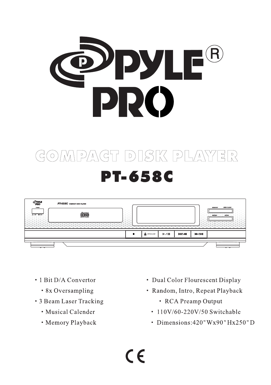 PYLE Audio PYLE PRO PT658C User Manual | 3 pages