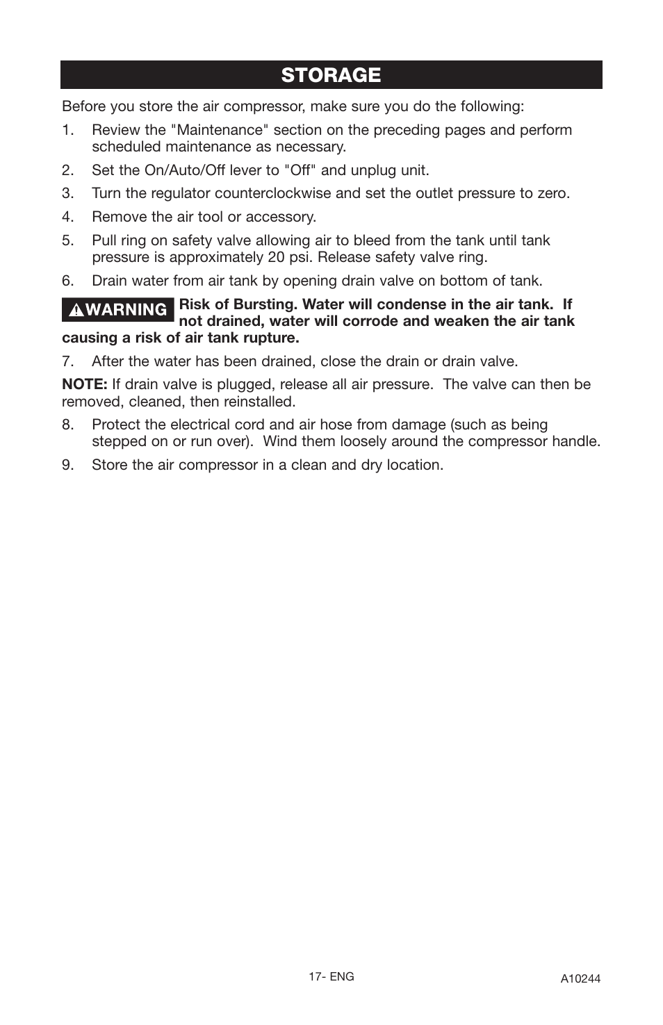 Storage | PYLE Audio C6110 User Manual | Page 17 / 22