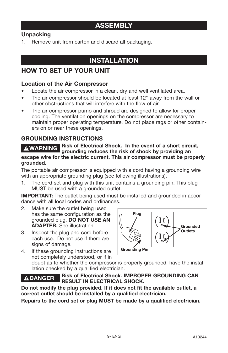 Installation, Assembly, How to set up your unit | PYLE Audio C6110 User Manual | Page 9 / 22