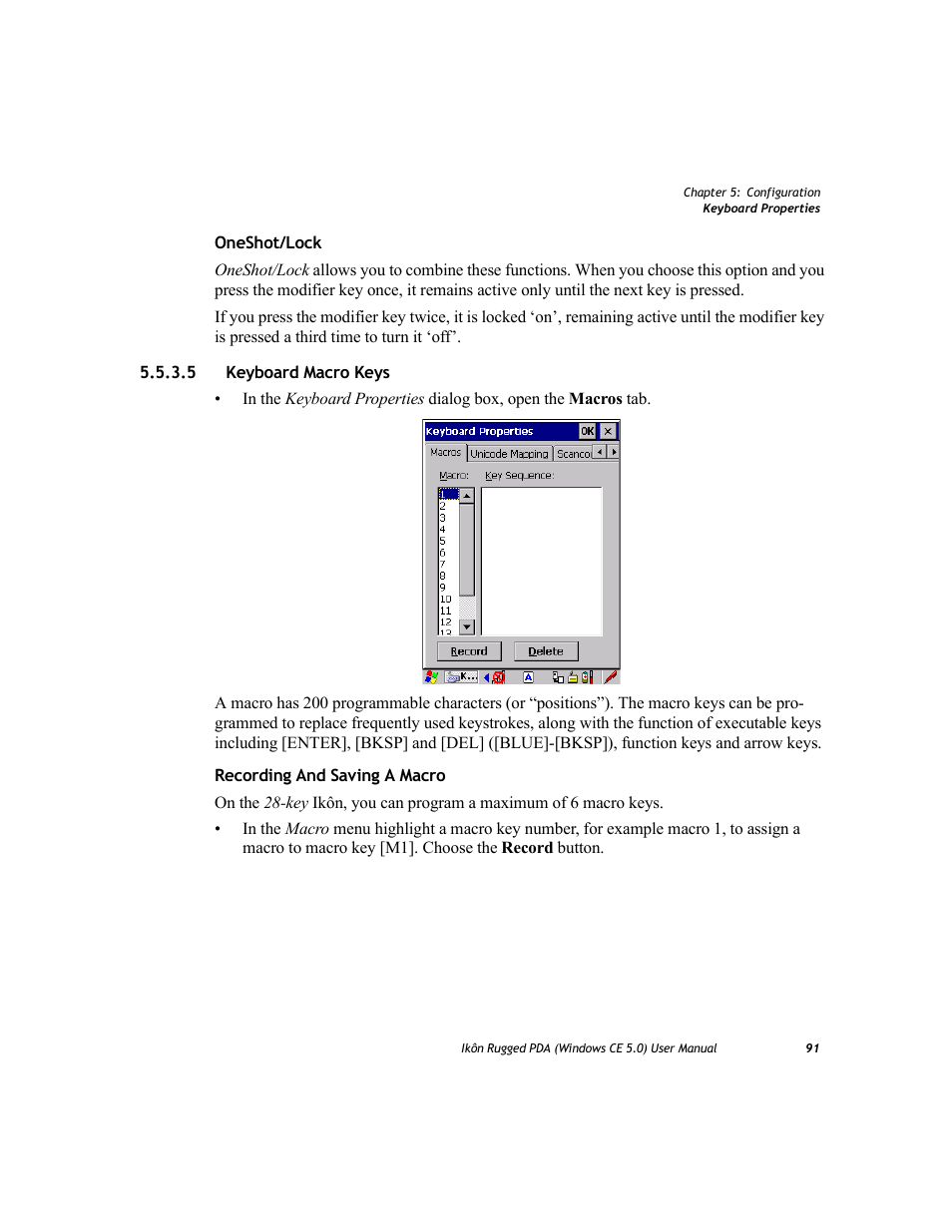 5 keyboard macro keys, Keyboard macro keys | PYLE Audio IKON RUGGED 7505-BTSDCMHC25 User Manual | Page 103 / 324