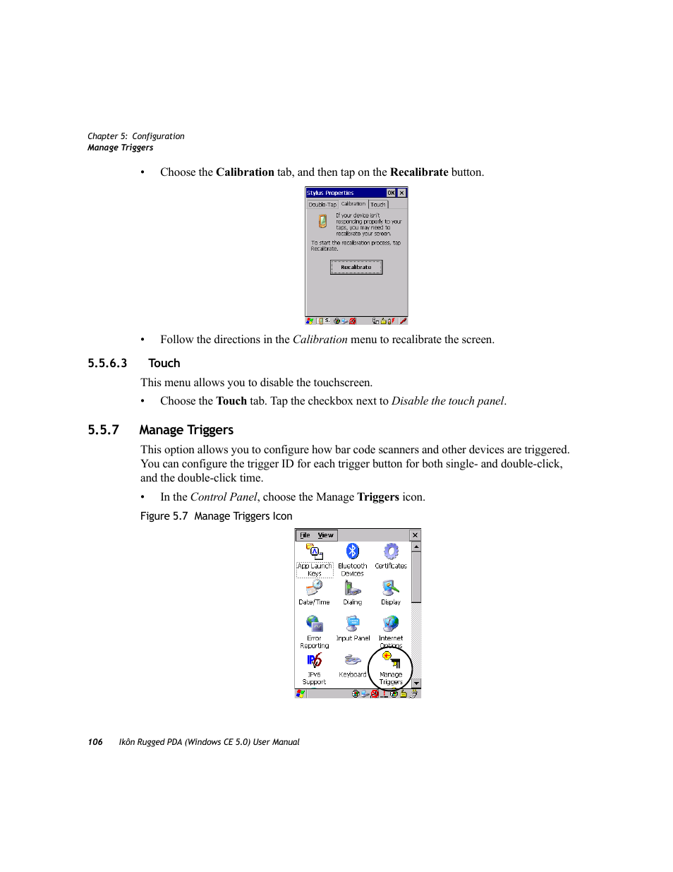 3 touch, 7 manage triggers, Touch | Manage triggers, Touch” on | PYLE Audio IKON RUGGED 7505-BTSDCMHC25 User Manual | Page 118 / 324