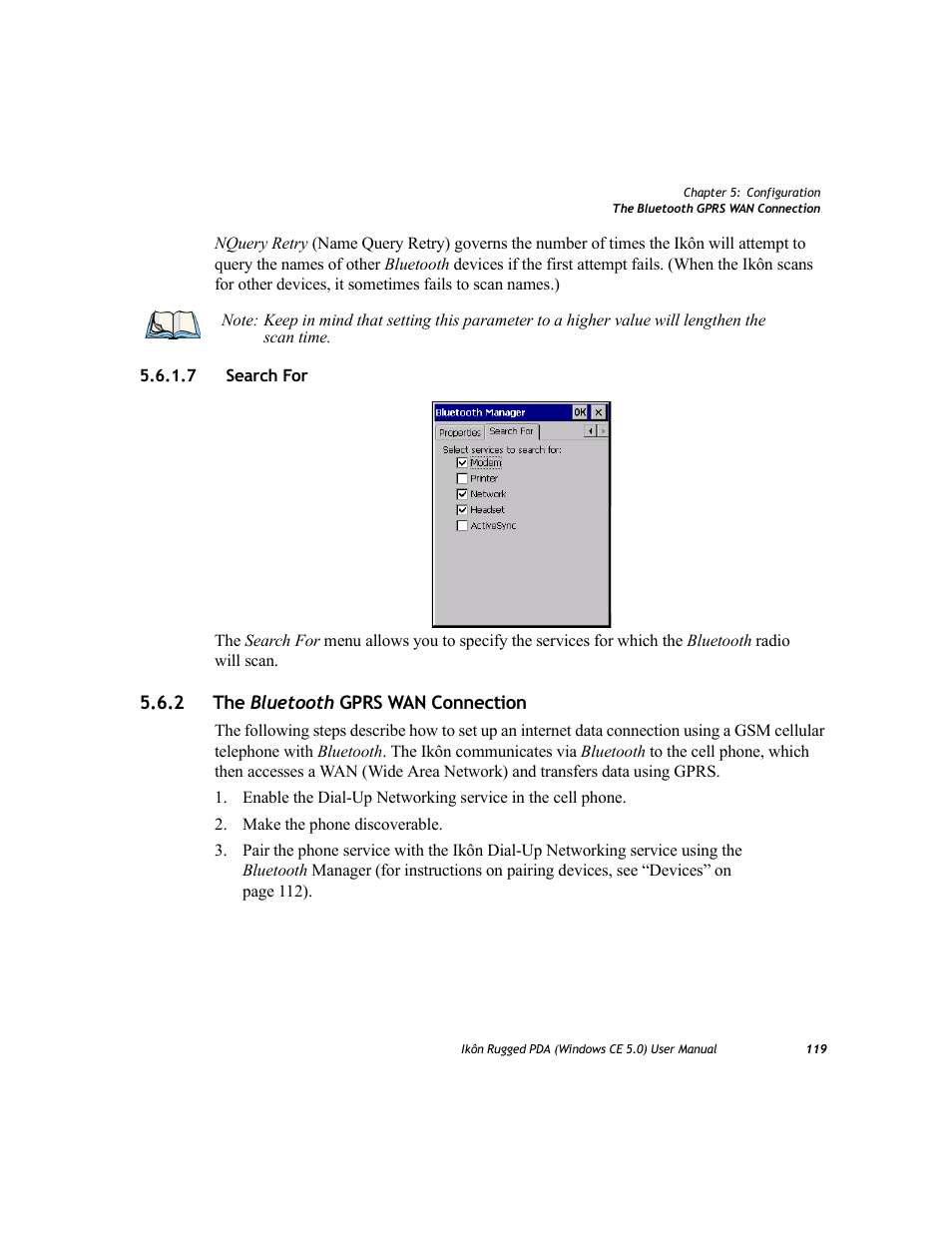 7 search for, 2 the bluetooth gprs wan connection, Search for | PYLE Audio IKON RUGGED 7505-BTSDCMHC25 User Manual | Page 131 / 324