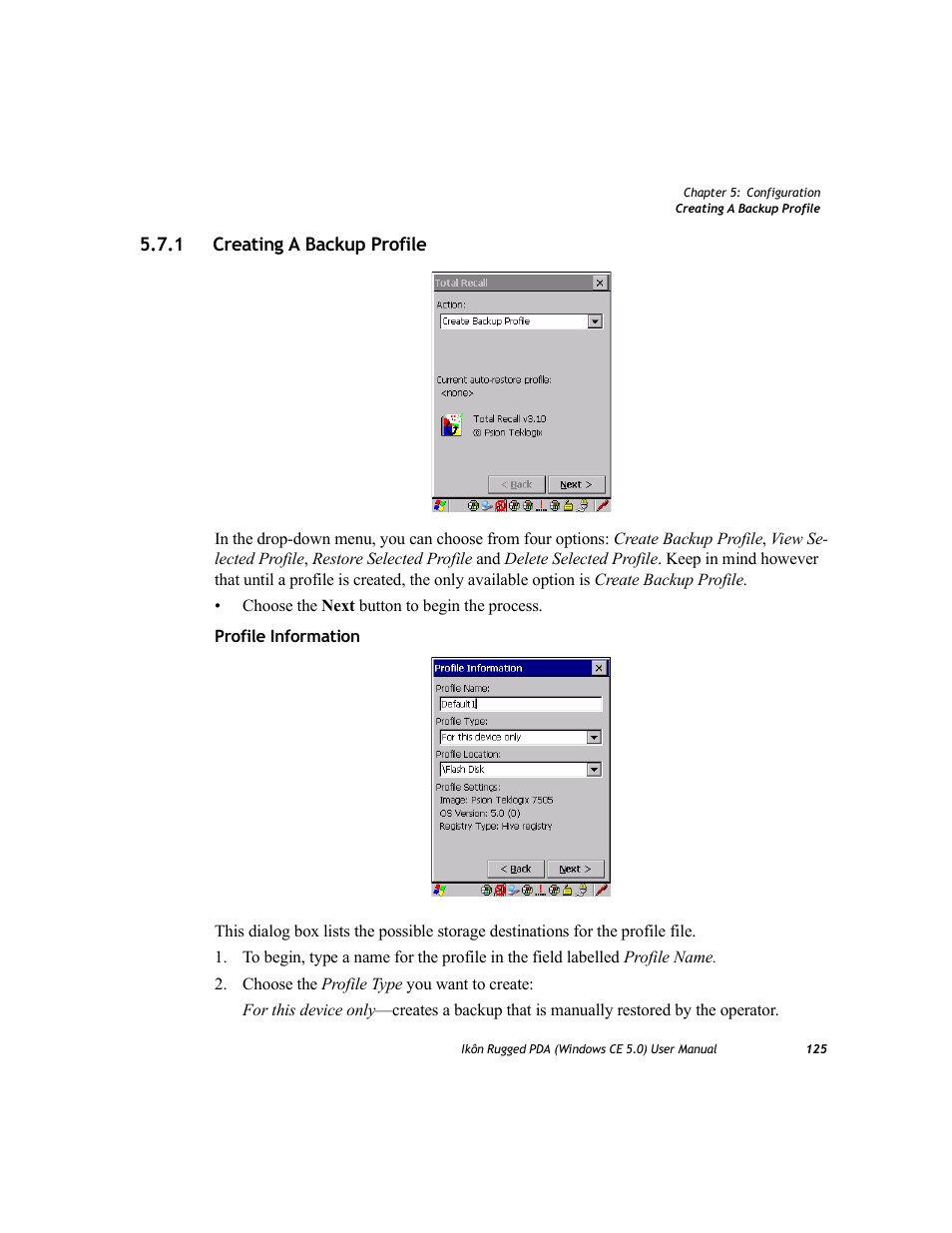 1 creating a backup profile, Creating a backup profile | PYLE Audio IKON RUGGED 7505-BTSDCMHC25 User Manual | Page 137 / 324