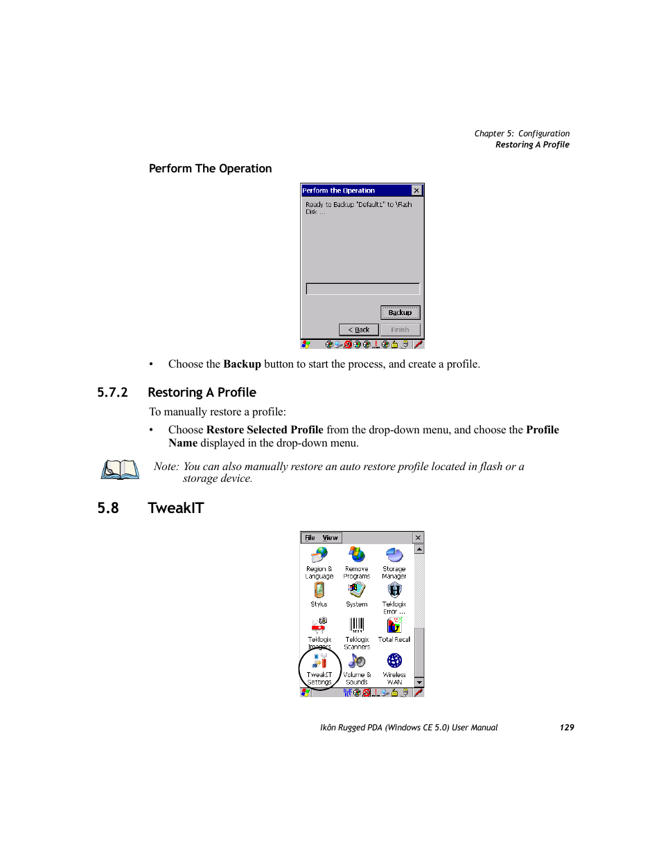 2 restoring a profile, 8 tweakit, Restoring a profile | Tweakit | PYLE Audio IKON RUGGED 7505-BTSDCMHC25 User Manual | Page 141 / 324