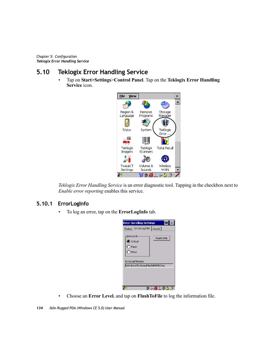 10 teklogix error handling service, 1 errorloginfo | PYLE Audio IKON RUGGED 7505-BTSDCMHC25 User Manual | Page 146 / 324