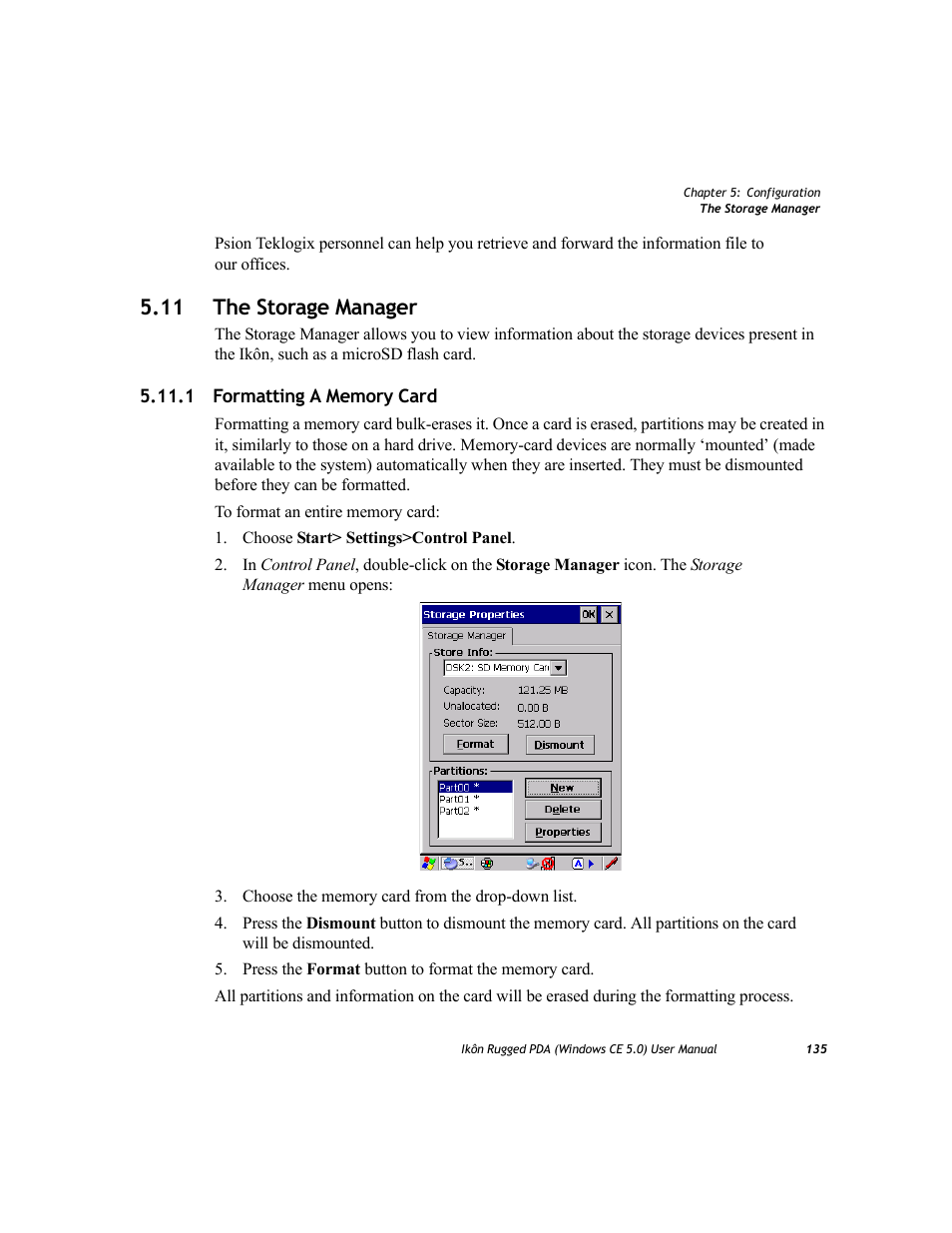 11 the storage manager, 1 formatting a memory card | PYLE Audio IKON RUGGED 7505-BTSDCMHC25 User Manual | Page 147 / 324