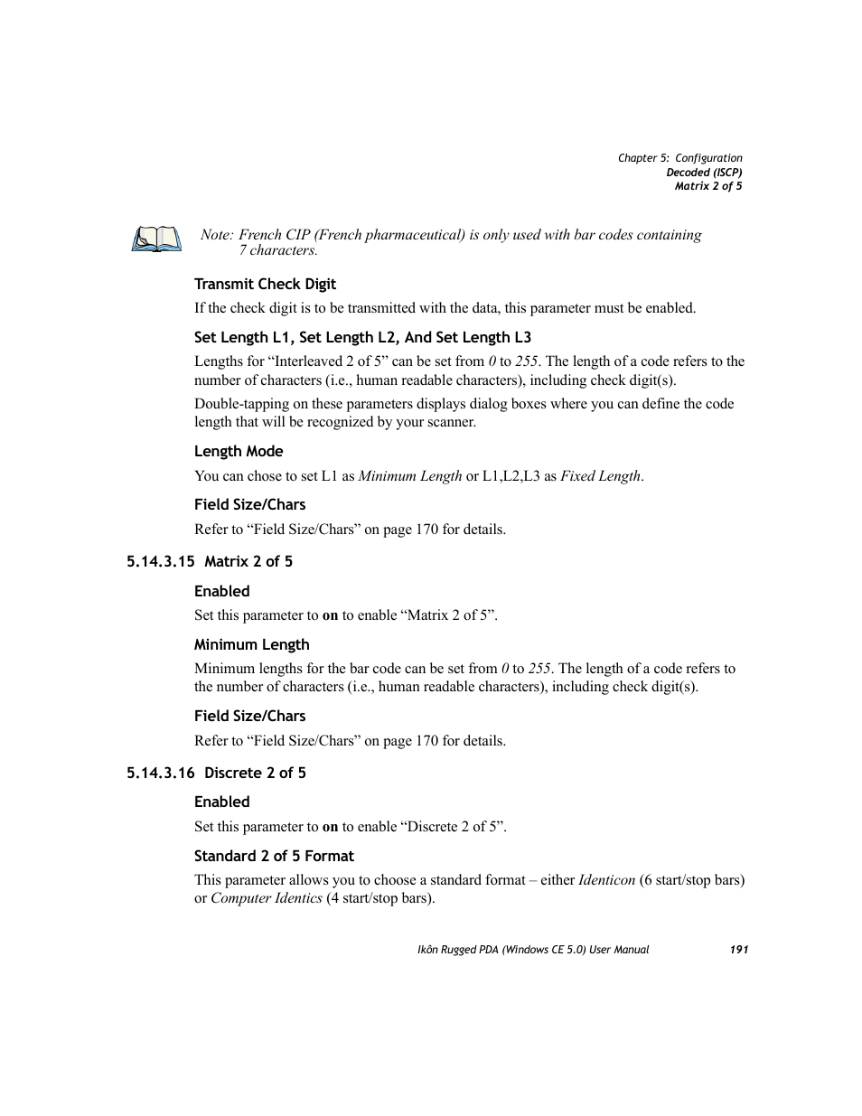 15 matrix 2 of 5, 16 discrete 2 of 5, 15 matrix 2 of 5 5.14.3.16 discrete 2 of 5 | PYLE Audio IKON RUGGED 7505-BTSDCMHC25 User Manual | Page 203 / 324