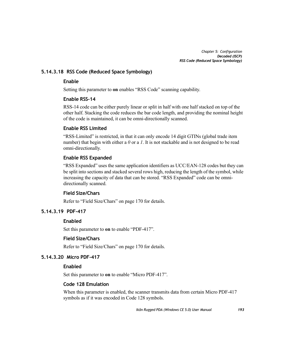 18 rss code (reduced space symbology), 19 pdf-417, 20 micro pdf-417 | PYLE Audio IKON RUGGED 7505-BTSDCMHC25 User Manual | Page 205 / 324